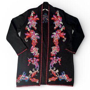 Soft Surroundings Embroidered Cardigan Sweater Open Front Women's Size Petite M
